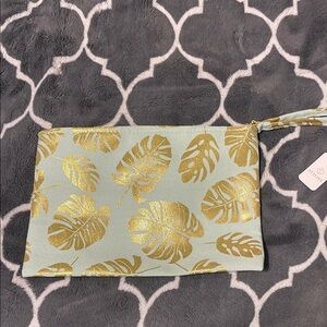 Gold Leaf Print Clutch